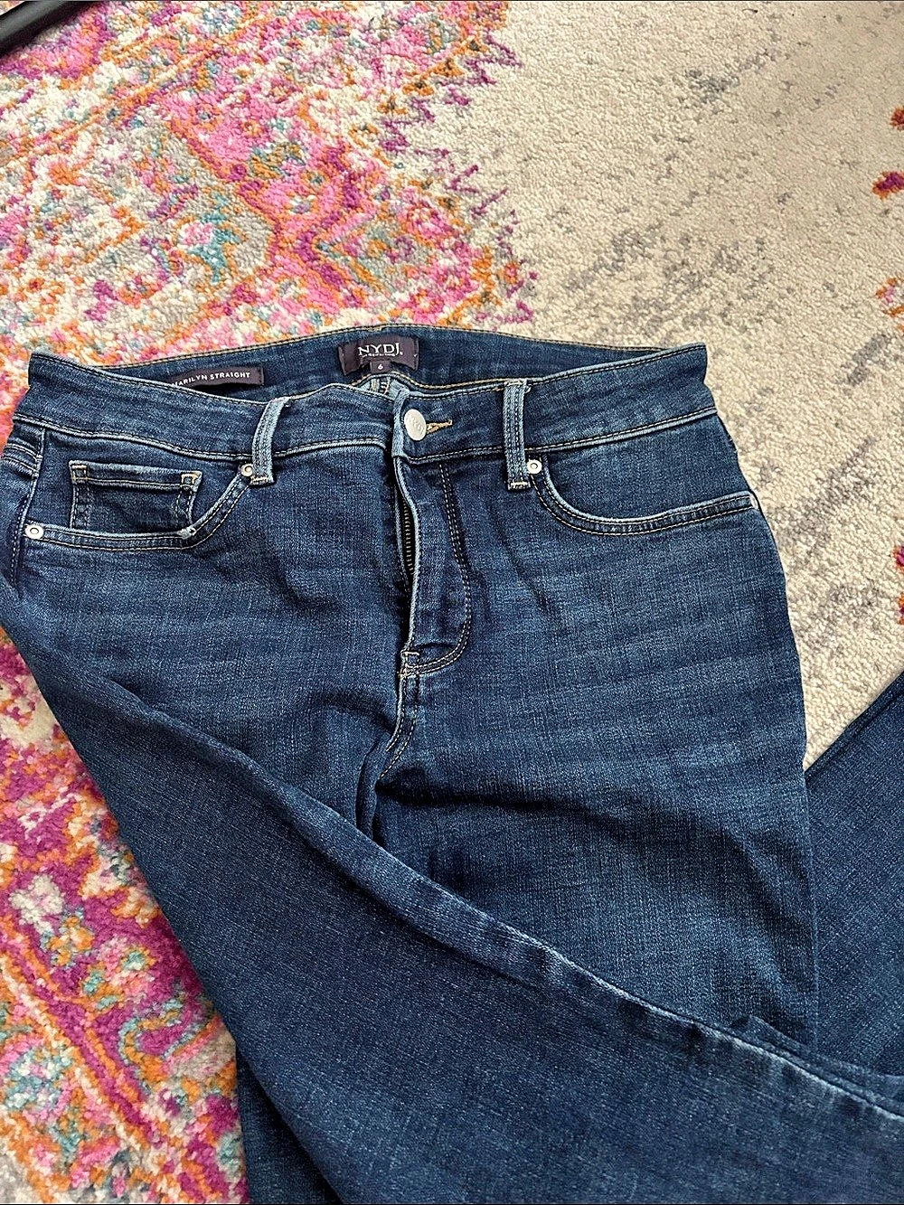 NYDJ Marilyn Straight Jeans Blue Waist 6